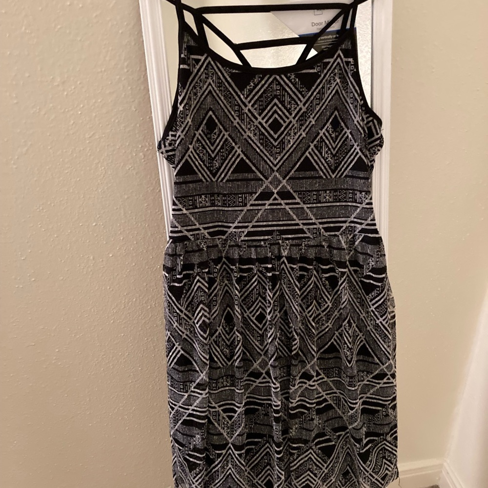NO BOUNDARIES, BLACK COMBO WITH WHITE, SPAGHETTI STRAP SUMMER DRESS